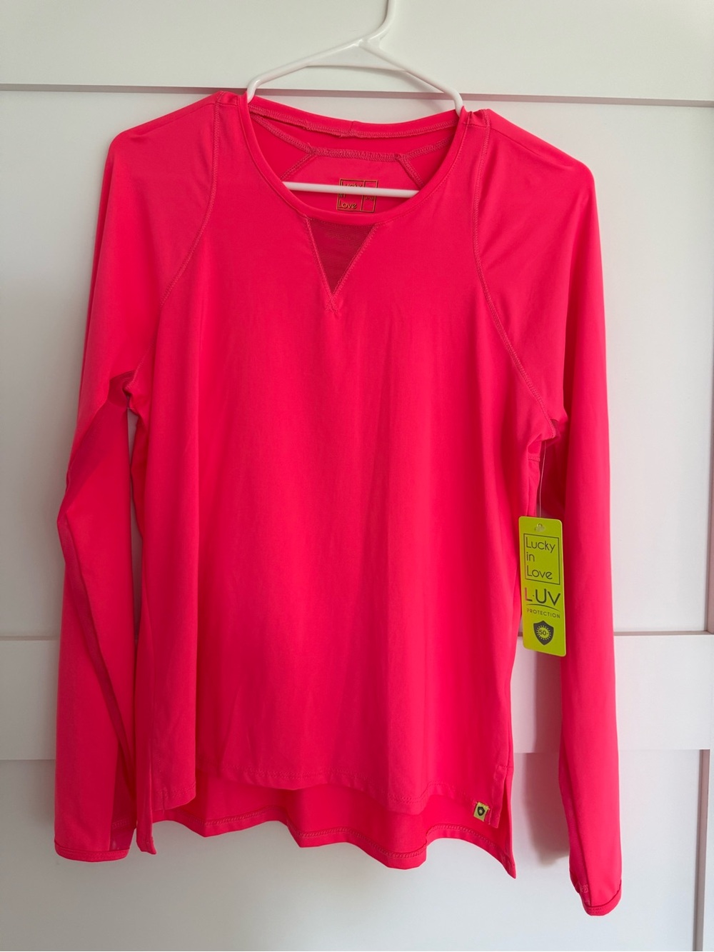 Lucky in Love Hot Pink UV Long-Sleeve Women's Top - Picture 2 of 6